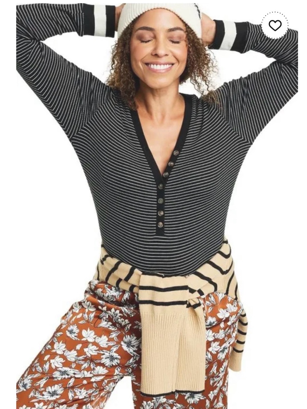La Ligne for Target Striped Henley Bodysuit in Black and White